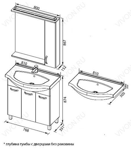 Aquanet Тумба с раковиной "Глория 80"  – картинка-7